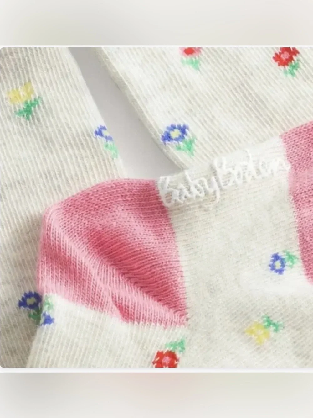 NWOT Baby Boden Everyday Floral Tights, Ivory Pink 3-6 Months Flower Cotton Soft